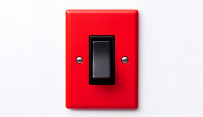 a red and black car light switch isolated on white