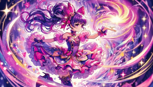 Magical Anime Girl Illustration, Fantasy Concept