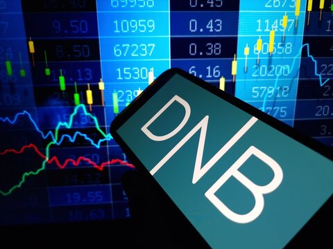 Konskie, Poland - January 22, 2024: DNB company logo displayed on mobile phone