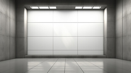 _Modern_empty_white_concrete_gallery_interior_with_