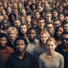 group of people in front of a crowd