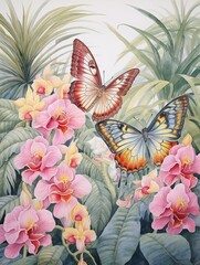 Classic Butterfly Views: Framed Ethereal Butterfly Watercolors - Landscape Print