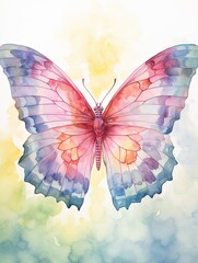Ethereal Butterfly Watercolors: Plateau Art Print of Fluttering Butterflies in an Open Plain.