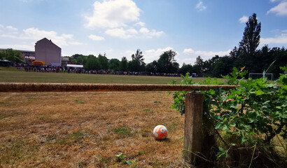 The sight of an abandoned soccer pitch revived for a game