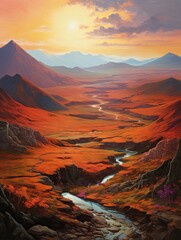 Fiery Volcano Slopes: Shadowed Valleys in a Landscape of Eruptions