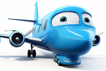 Naklejka premium Cartoon toy airplane with smiling face