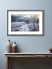 Frosty Snowfield Expanse Framed Print - Winter Scenes of Snowy Expanses