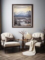 Frosty Snowfield Expanse: Old-World Rustic Wall Decor Embracing Snowy Terrains
