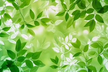 Fototapeta na wymiar Green and White Floral Pattern Background