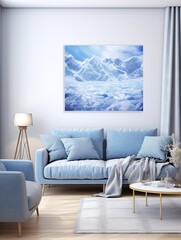 Glistening Glacier Terrains: Vast Icy Stretches and Blue Hues Canvas Print Landscape