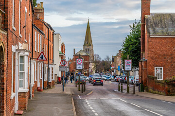 A view down into the town of Market Harborough in Winter