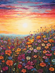 Golden Prairie Sunsets: A Captivating Canvas of Wildflowers
