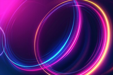 Gradient Poster Templates with Neon Abstract Rings and Futuristic Technology Font in Dark Space Theme.