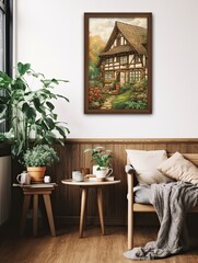 Vintage English Cottages: Idyllic Wall Art with Rustic Charm