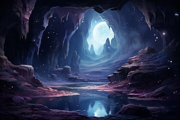 Mysterious starlight caves - Generative AI - obrazy, fototapety, plakaty