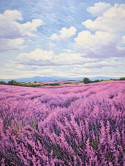 Lavender Field Breezes: Purple Field View Framed Landscape Print