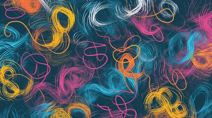 Charcoal pencil curly lines, squiggles and shapes. Grunge pen scribbles collection. Hand drawn vector pencil lines and doodles. Bright color charcoal or chalk drawing. Rough crayon strokes