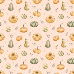 seamless background with pumpkins for fabric, craft and packeging