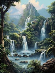 Majestic Waterfall Cascades: Exquisite Artistry of Island Paradise