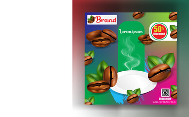 coffee social media post template ocial media, template, banner, drink, design, modern, post, marketing, background