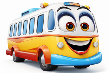 Naklejka premium Colorful bright cartoon bus on white background