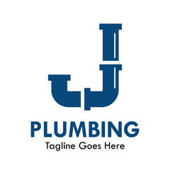 Plumbing logo design template illustration. there is font j. suitable for industrial, label product