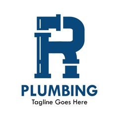 Plumbing logo design template illustration. there is font r. suitable for industrial, label product