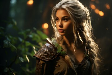 Naklejka premium Graceful elven archer - Generative AI