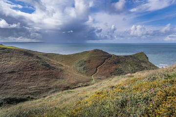 Storm clouds gathering over Morwenstow Cornwall