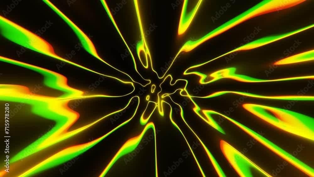 Poster 3d vj neon yellow abstract background simple lines pattern. liquid with futuristic laser light glow 