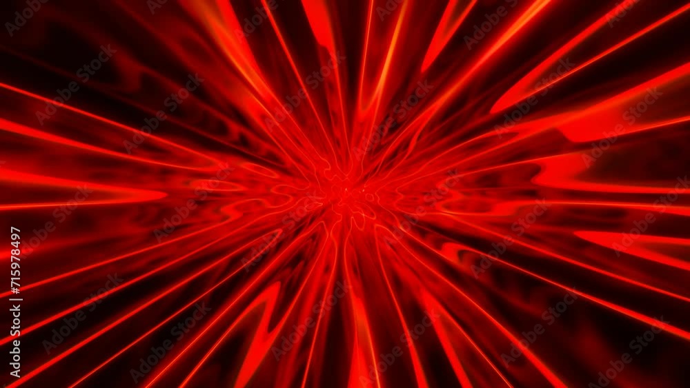 Poster abstract red stripes in space. background with rotating lines neon. loop animation video 30fps 4k di