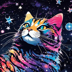 cat made of stars  nebulae  black