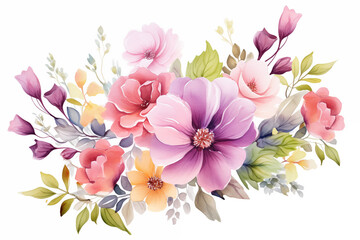 Beautiful watercolor Mothers Day or Womens Day background or banner. Delicate flowers with copy space