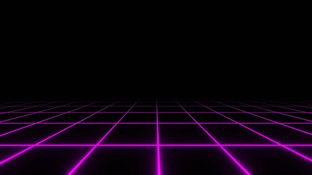 3d retro neon pink abstract background with laser lines. Synthwave grid videogame style. Vj futuristic music disco sci-fi 80s 90s y2k  wireframe net. Seamless loop animation 30fps 4k
