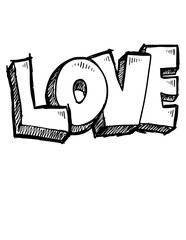 Cute Hand Drawn Sketch Style Love Text Vector Illustration Art