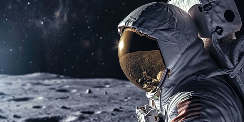 Fototapeta na wymiar An astronaut on the moon