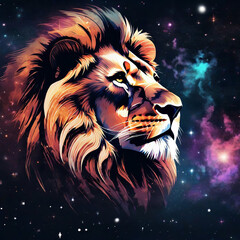 lion made of stars  nebulae  black