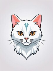 Flat vector cat illustration logo on isolated background