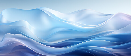 Obraz premium An abstract, blue background with waves, in the style of light white and light gray, soft landscapes, flowing fabrics, realistic landscapes with soft edges, colorful gradients, hyper-realistic water