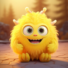 Cute Yellow 3D Cartoon Baby Monster