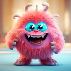 Cute Pink 3D Cartoon Baby Monster