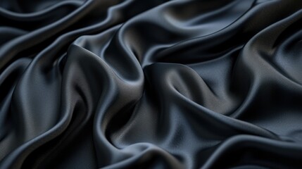 Obraz premium Elegant and sleek black silk fabric, tailored for clothing to add a touch of sophistication and style.
