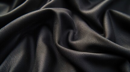 Fototapeta premium Soft and luxurious black wool fabric, perfect for clothing and adding a touch of elegance to fashion creations.