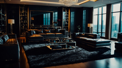 Luxury living room interior design with stylish furnitures