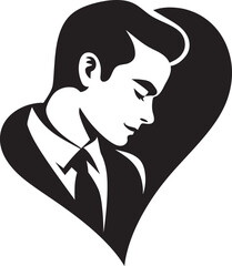 Noir Affection Stylish Icon for the Mysterious Romantic Rhapsody in Love Iconic Man in Love Logo with Musical Vibes