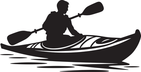 Rapids Rhythm Iconic Design Depicting the Excitement of Kayaking Paddle Prowess Black Logo for the Skilled Man Kayaking Enthusiast