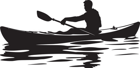 Whitewater Whisperer Vector Icon in Stylish Black for the Rapids Expert River Rhapsody Sleek Kayak Logo Design for the Enthusiastic Paddler - obrazy, fototapety, plakaty