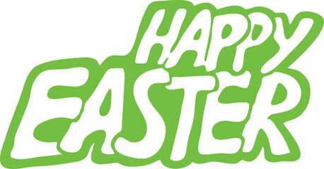 Happy Easter vector text for decoration, present sticker, promotion banner, postcard invitation. Hand drawn letters vintage style decorative elements. 