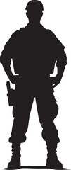 Night Ops Rifleman Iconic Design of a Military Man with Gun in Stealth Mode Camo Enforcer Vector Logo Featuring a Soldier with a Gun in Military Camouflage