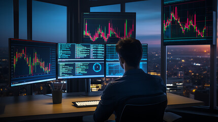 Expert Finance Manager Analyzing Stock Market Trends - Professional Trading Concept